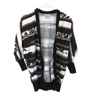 HMJ Sweater Womens Small Multicolor Cardigan Stripe Geometric USA Made Vintage